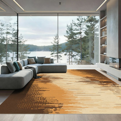 Earthy Gradient Pixelated Stripe Rug