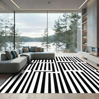 Monochromatic Vertical Stripe Maze Rug