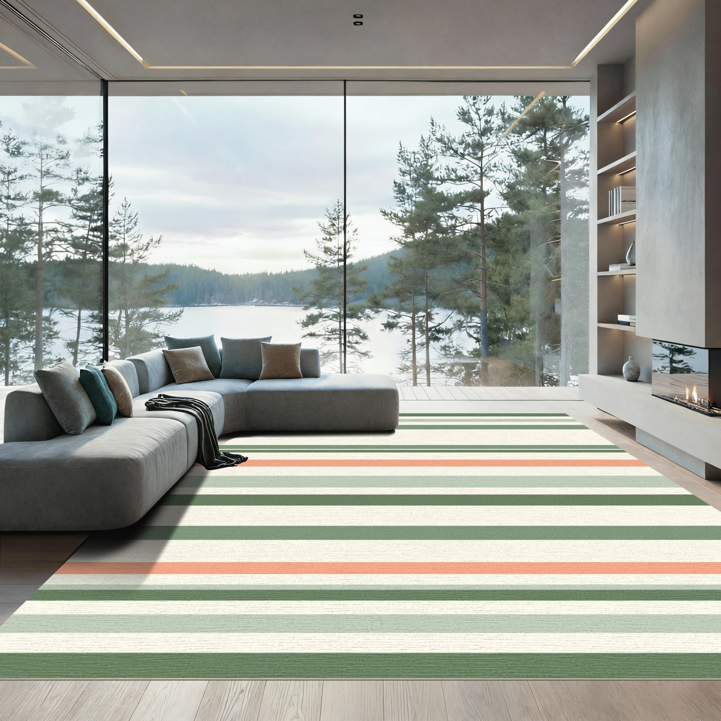 Earthy Tones Striped Modern Rug