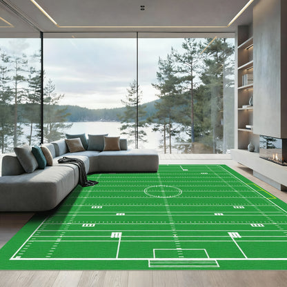Green Gridiron Field Line FootballRug Rug