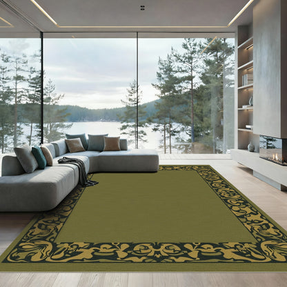 Art Nouveau Black Gold Border Design Rug