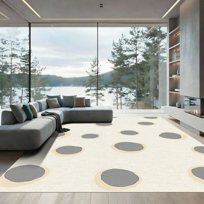 Cream And Grey Polka Dot Rug