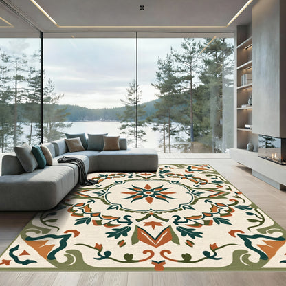 Earthy Medallion Floral Vine Rug