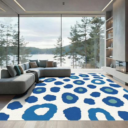 Bold Blue Abstract Animal Spots Rug