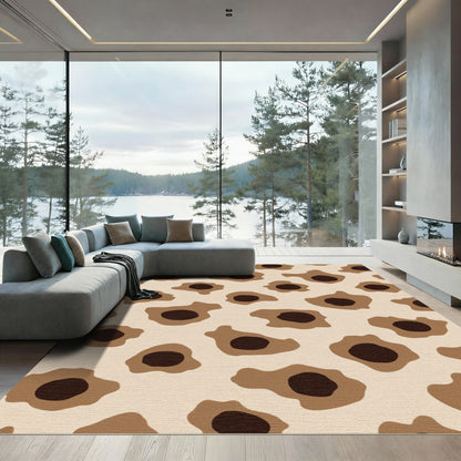 Earthy Brown Spotted Irregular Shapes Rug
