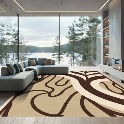 Brown Cream Organic Flow Rug