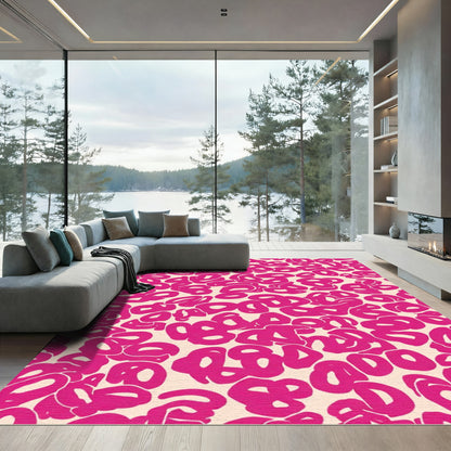 Vibrant Pink Blob Pattern Rug
