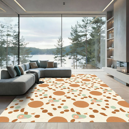 Cream brown abstract speckled eye oval Rug