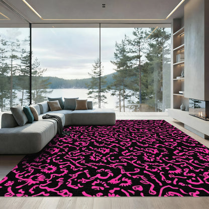 Hot Pink Abstract Organic Swirl Rug