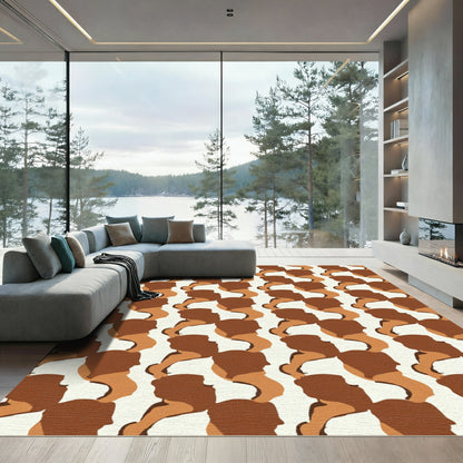 Terracotta Profile Heads Geometric Rug