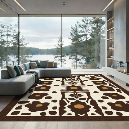 Brown Abstract Floral Medallion Rug