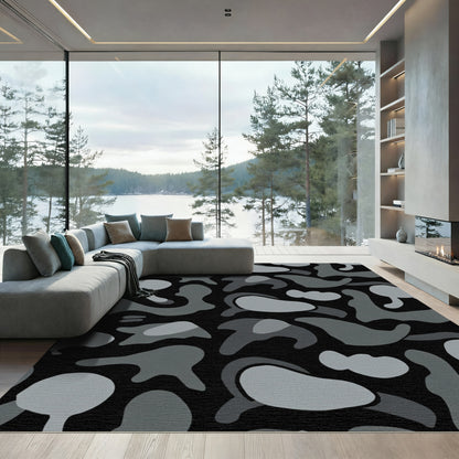 Monochromatic Abstract Amorphous Shapes Rug