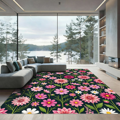 Pink Cherry Blossom Garden Rug