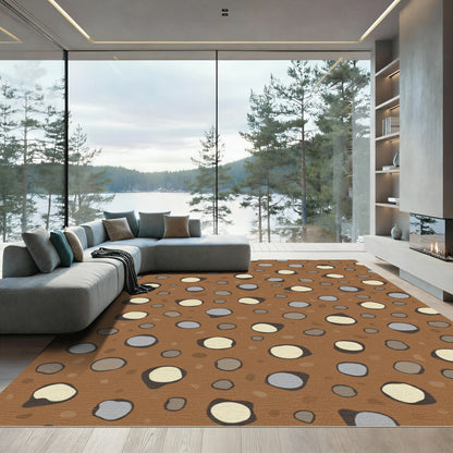 Brown Earthy Stone Cluster Round Rug