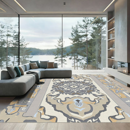 Neutral Earthy Tone Medallion Arch Rug