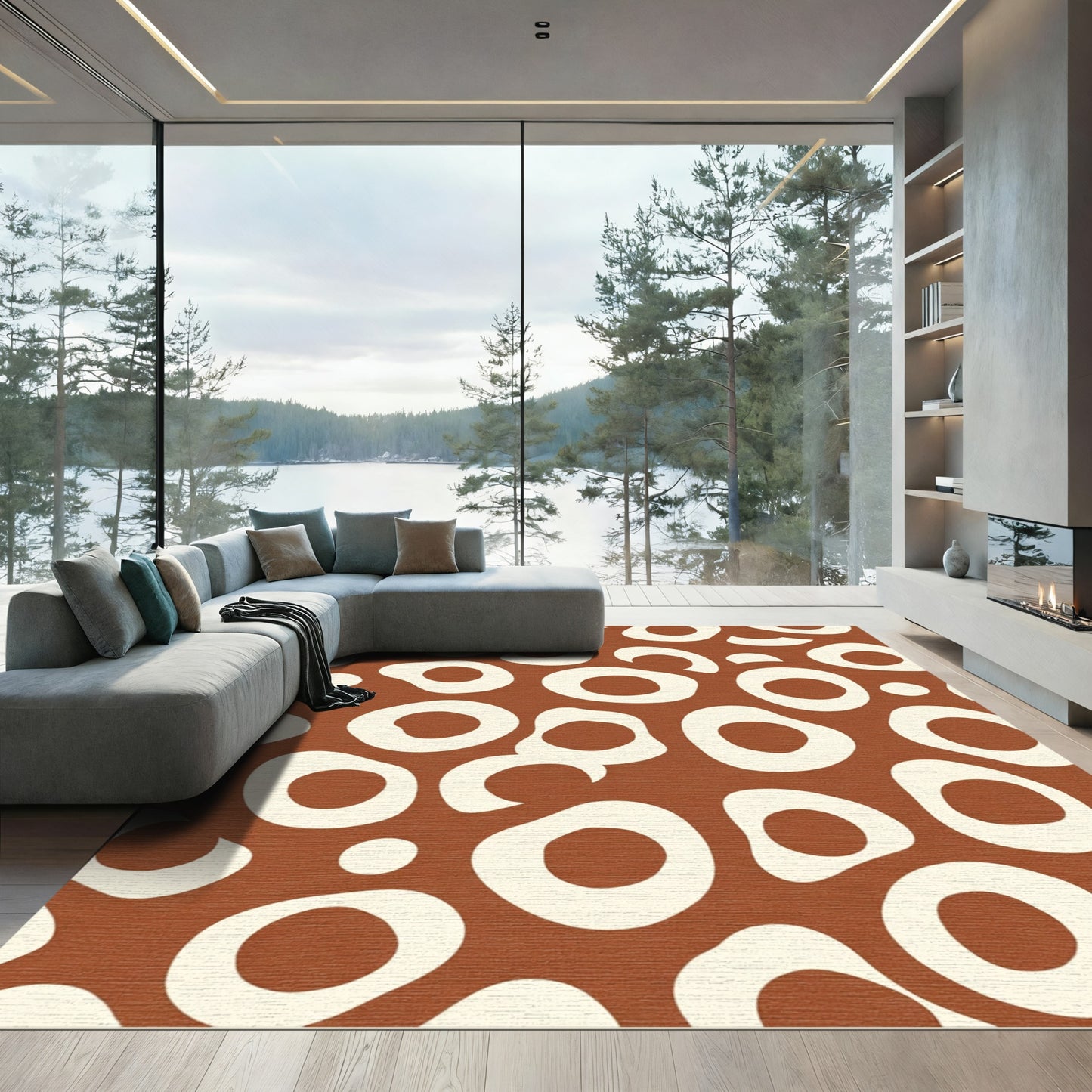 Terra Cotta Organic Circles Rug