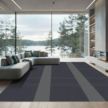 Deep Gray Vertical Stripe Rug