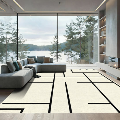 Modern Black White Geometric Bauhaus Rug