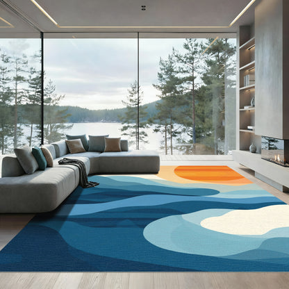 Oceanic Waves Sunset Serenity Rug