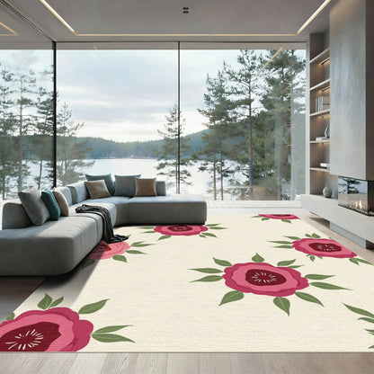 Crimson Pink Floral Collection Rug