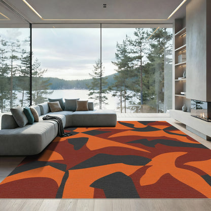 Abstract Earthy Tone Camouflage Rug