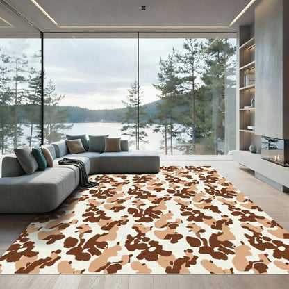 Earthy Brown Camouflage Organic Shapes Rug