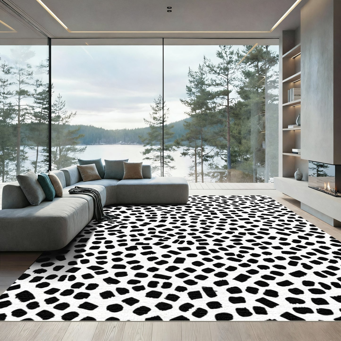 Black White Speckled Scatter Rug