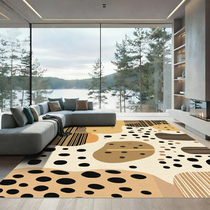 Abstract Earthy Shapes Geometric Lines Rug