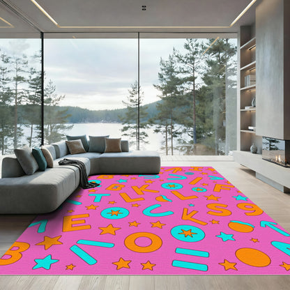 Pink Orange Blue Alphabet Stars Rug