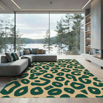 Bold Teal Leopard Spots Rug