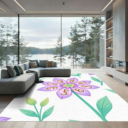 Lavender Violet Symbolic Flower Pattern Rug