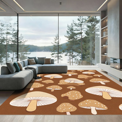 Earthy Tan Mushroom Cluster Rug