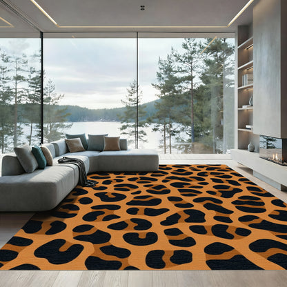 Bold Black Orange Animal Spots Rug