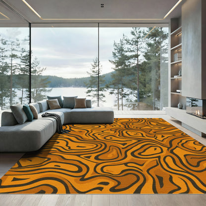 Amber Swirl Abstract Lines Rug