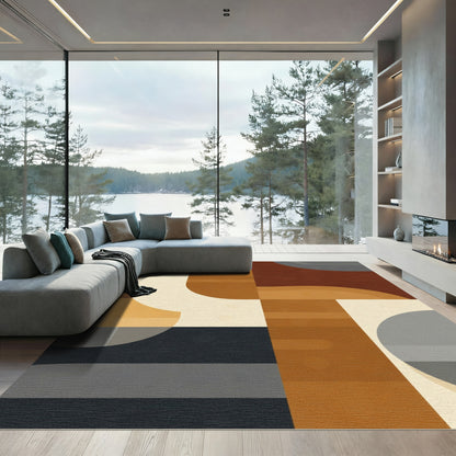 Modern Earthy Geometric Abstract Rug