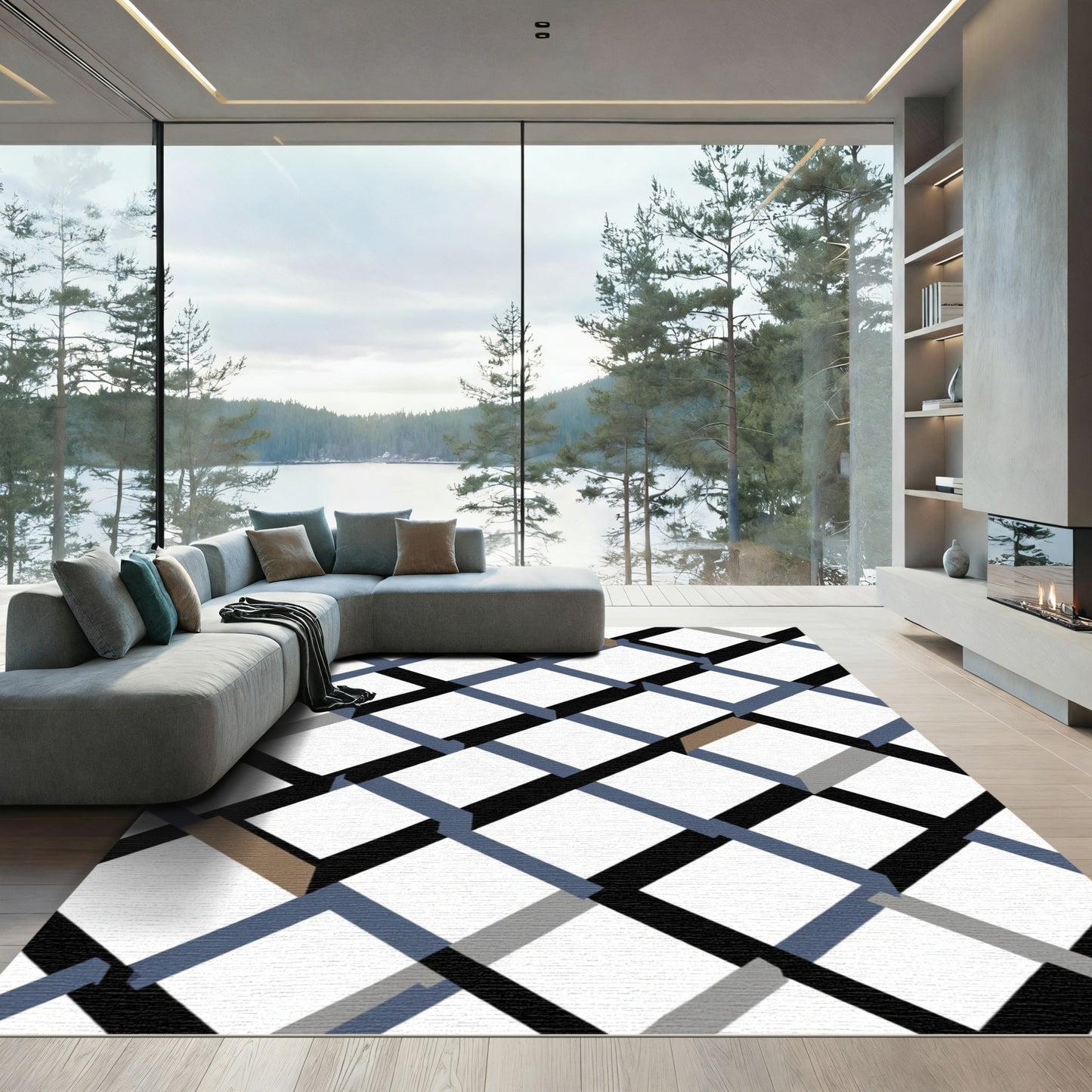 Geometric Diamond Weave With Gray Accents Rug