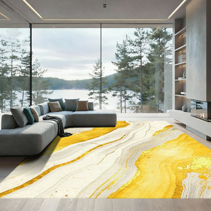 Gold Veined Marble Abstract Rug