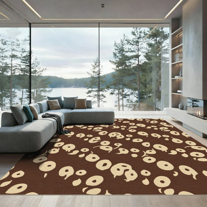 Brown and Cream Abstract Organic Shape Rug