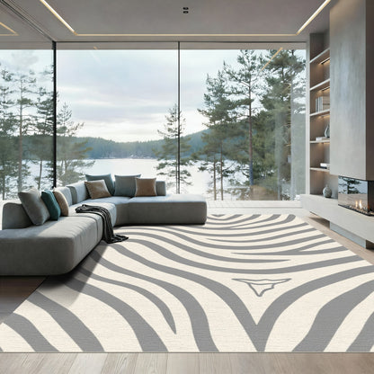 Soft Gray And Cream Zebra Lines Rug