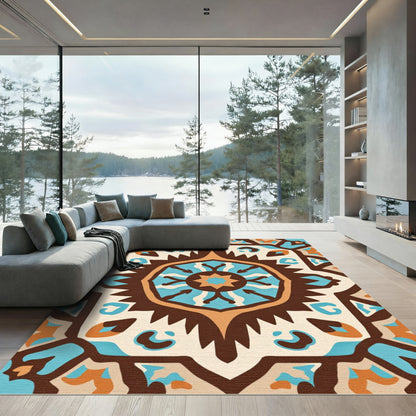 Earth Tones Geometric Medallion Rug