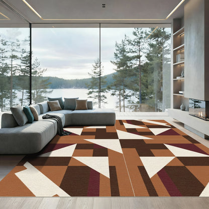 Geometric Earth Tones Abstract Composition Rug