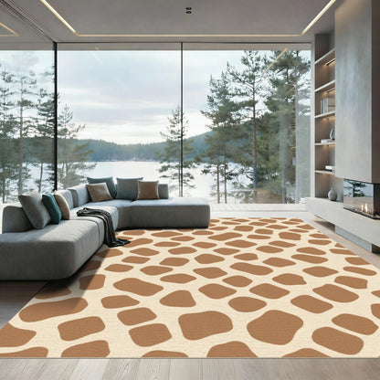Brown Tan Giraffe Spot Pattern Rug