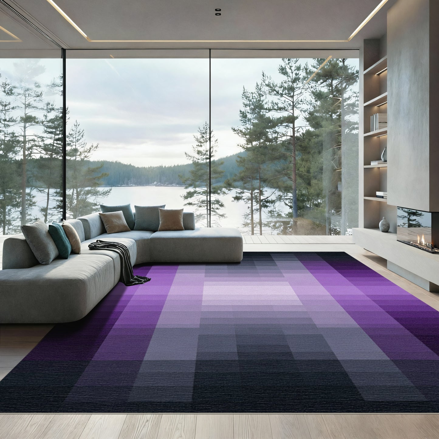 Amethyst Violet Gradient Block Rug