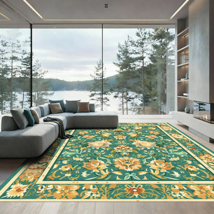Green Floral Serenity Ornate Rug