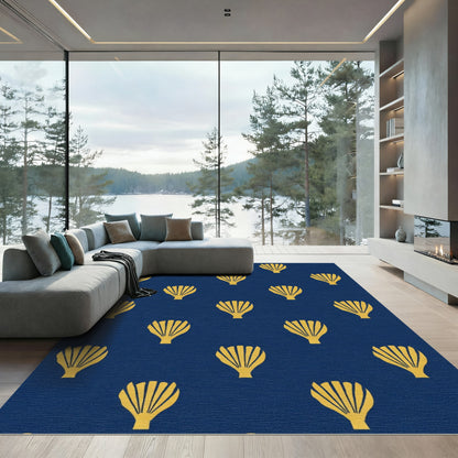 Midnight Yellow Fan Shell Repeat Rug