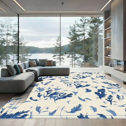 Blue Garden Floral Vines Rug