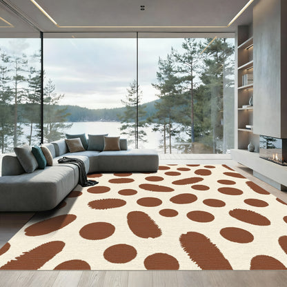 Brown Spotty Cream Spot Overlay Rug