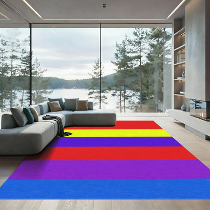 Vibrant Red Yellow Purple Stripes Rug