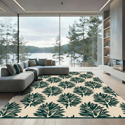 Deep Teal Fern Allover Repeat Rug