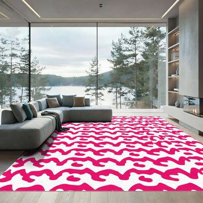 Bold Pink Wave Stripe Rug